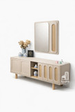 کنسول چوبی مدل سامینا با روکش طبیعی چوب و آینه بزرگ باکیفیت