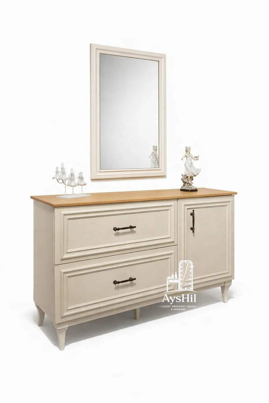 میز آرایش شیک کلاسیک با آینه قابدار و کشو جادار
