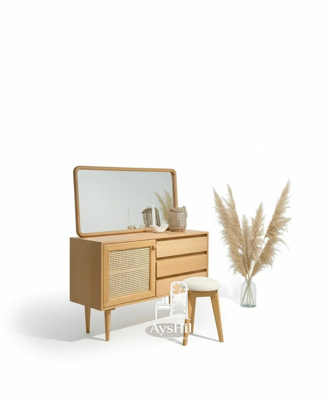 میز آرایش چوبی لاکچری مدل آلیسا با آینه اردکان و طراحی مدرن