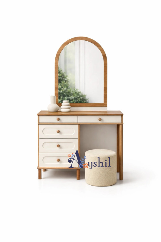 میز آرایش چوبی ترمه با روکش طبیعی راش و بلوط مناسب اتاق خواب