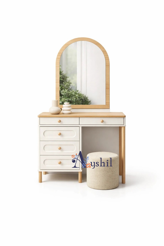 میز آرایش چوبی مدل ترمه لوکس با ۵ کشو جادار و آینه اردکان