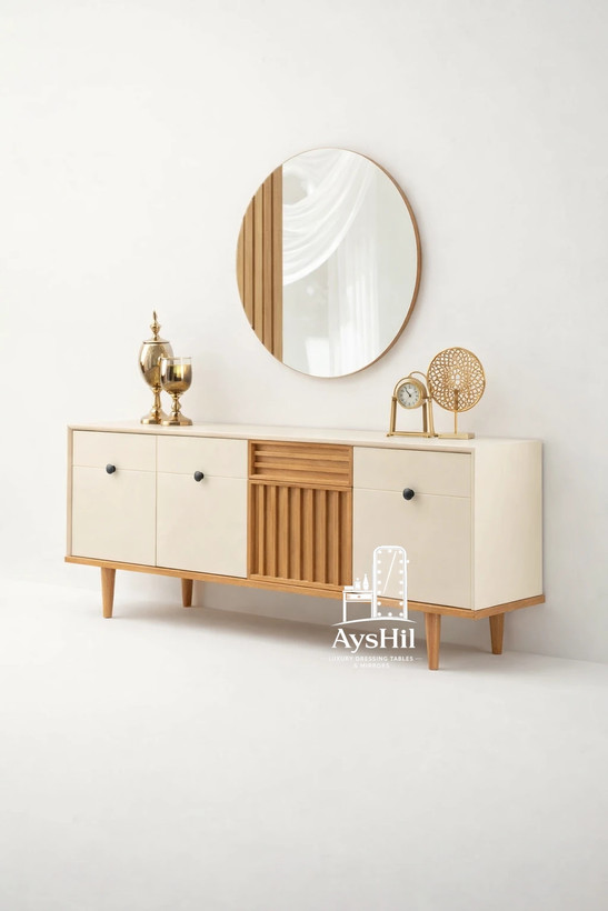 آینه کنسول لوکس ۱۸۰ سانتی مدل رستا با ۴ درب جادار و آینه باکیفیت اردکان