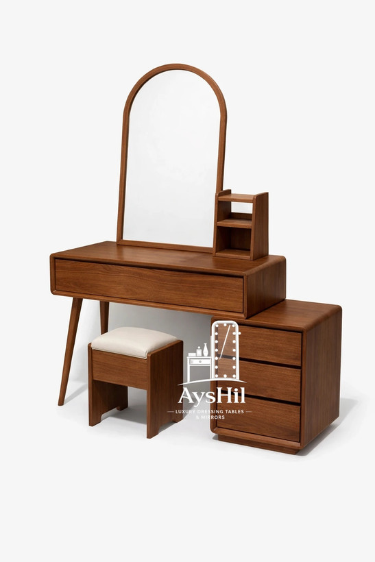 میز آرایش لاکچری دیبا ساخته شده از MDF مرغوب با آینه شفاف و صندلی ست