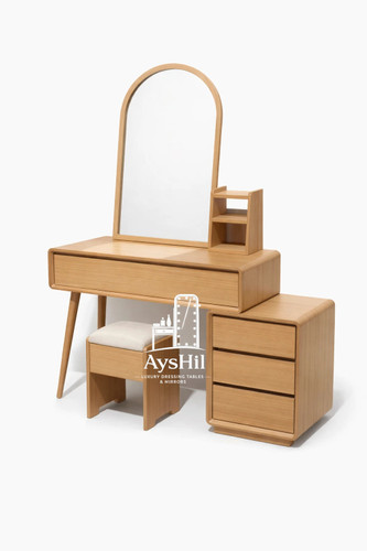 میز آرایش مدل دیبا با روکش چوب طبیعی و ۴ کشو جادار مناسب اتاق خواب مدرن