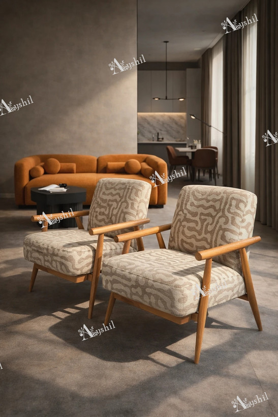 ست مبل راحتی چوبی وِنسا ۳+۳+۱+۱ با فوم یورولوکس و پایه راش مناسب خانههای مدرن