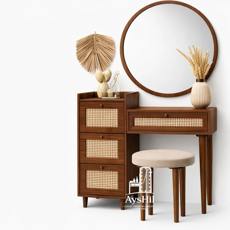 عکس میز آرایش دایانا با روکش چوب طبیعی بلوط و سبک مینیمال