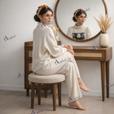 خرید میز آرایش چوبی مدل دایانا با حصیر بامبو و طراحی لاکچری