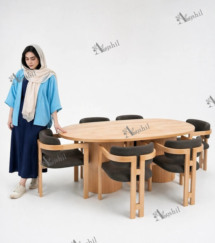 ست میز غذاخوری چوبی الیزه مناسب دکوراسیون کلاسیک و مدرن