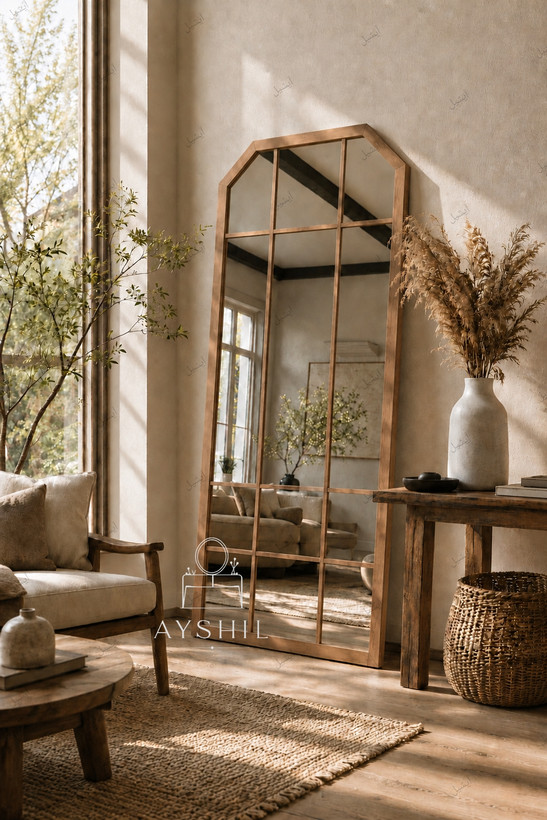 آینه قدی چوب نراد مدل آبتین قاب ضخیم 5 سانت آینه بدون موج سایز 200×100