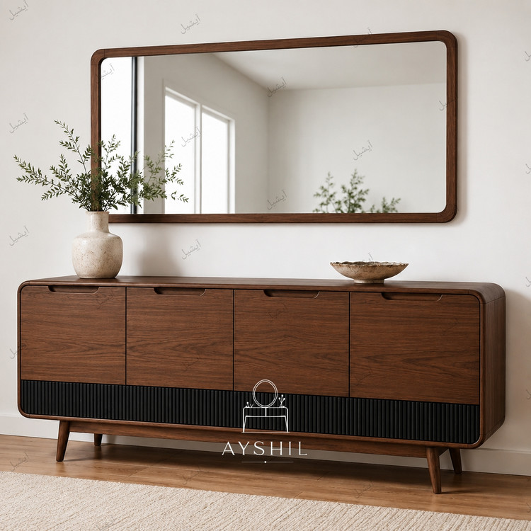 آینه کنسول خاص با روکش طبیعی چوب راش و طراحی منحصر به فرد